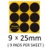 25mm Round Self Adhesive Furniture Felt Pads ( 9 pads per sheet )