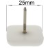 25mm square nail in white plastic furniture sliders - pads - glides