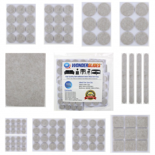 106 piece Assorted furniture felt pads | 4mm thick