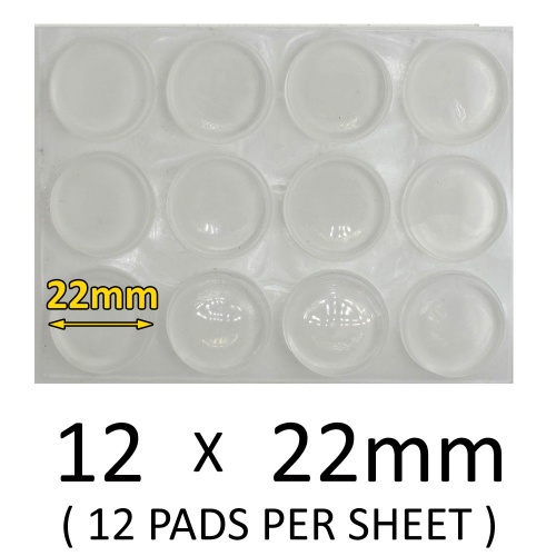 22mm round clear furniture / glass bumpers ( 12 PADS PER SHEET )