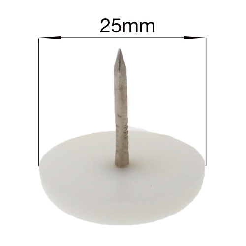 25mm nail in white plastic furniture sliders - pads - glides
