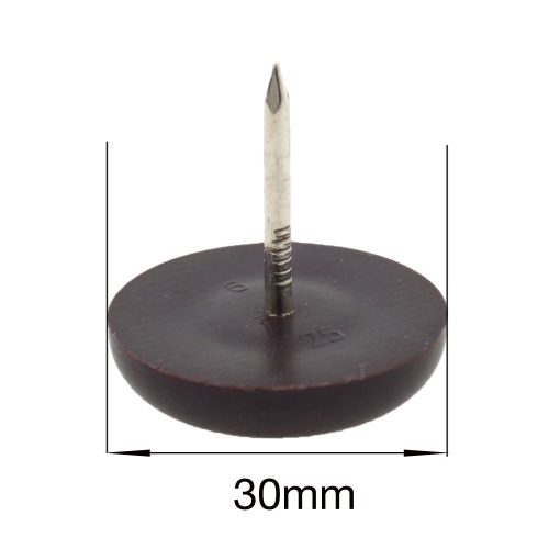 30mm nail in brown plastic furniture sliders - pads - glides