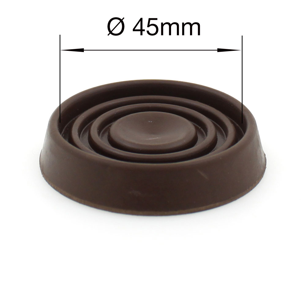 45mm round brown rubber furniture non slip caster cup